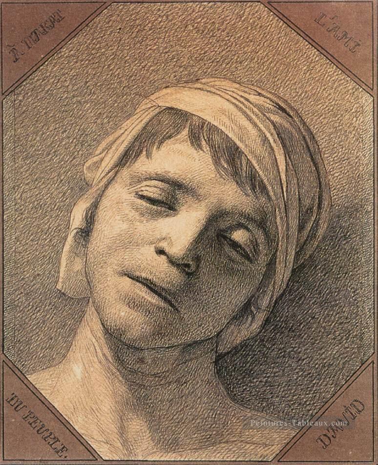 Tête du mort marat néoclassicisme Jacques Louis David Peintures à l'huile